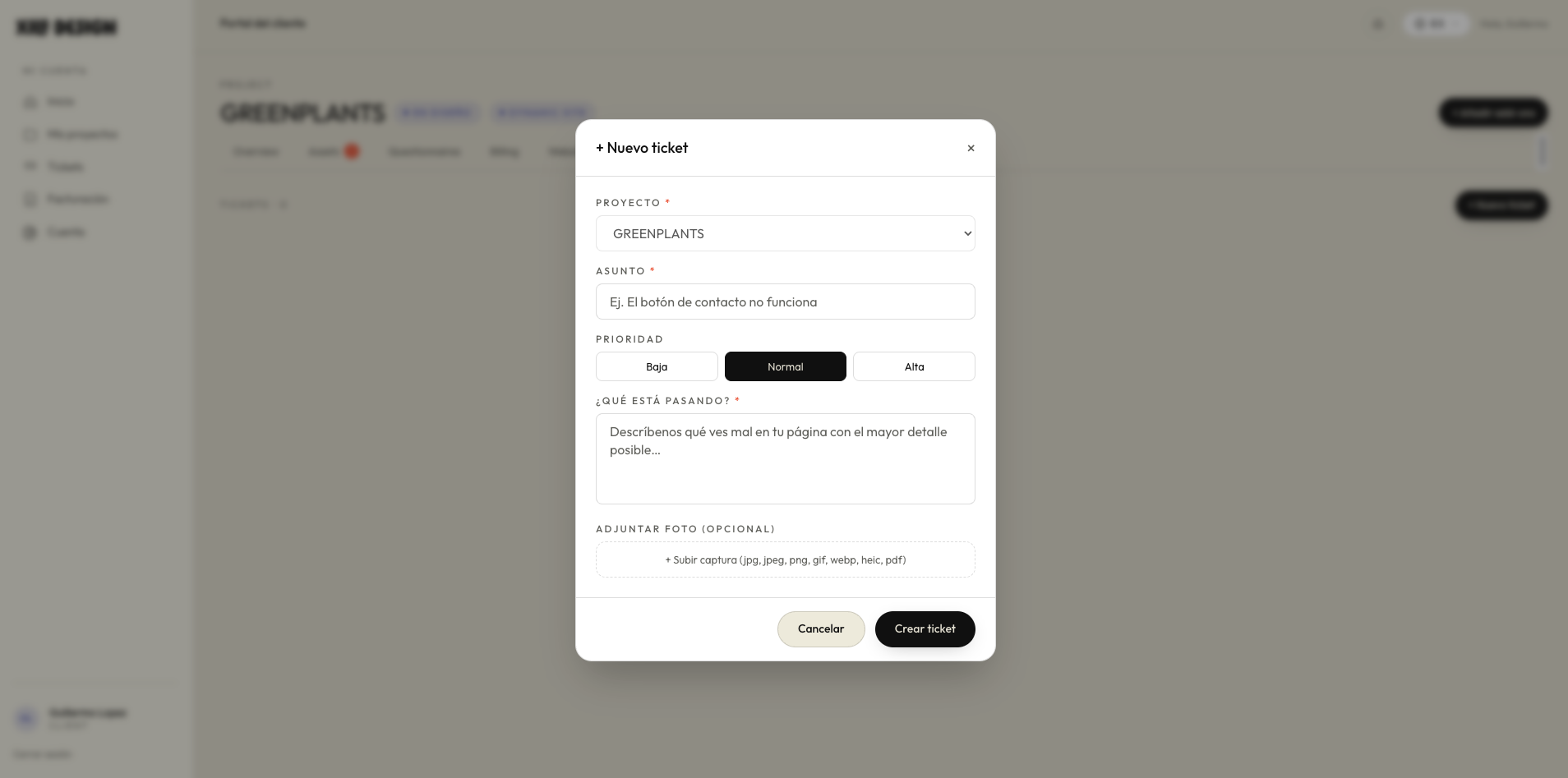 Client portal — Tickets